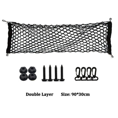 Car Rear Trunk Net Organizer – Double Layer Storage