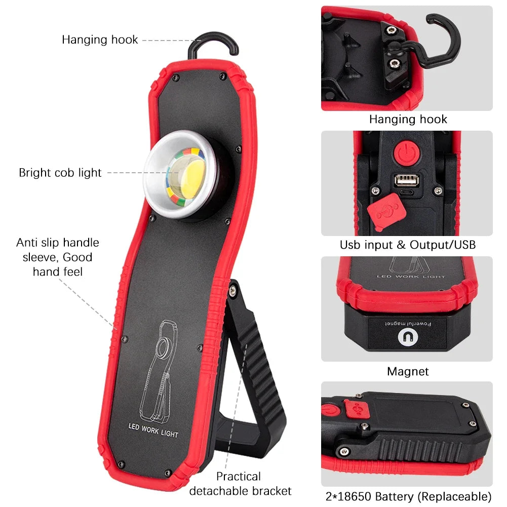 Rechargeable COB LED Work Light with Magnetic Base