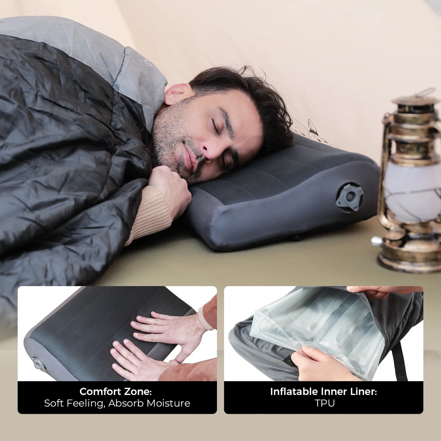 Inflatable Camping Pillow Ergonomic Comfort for Travel
