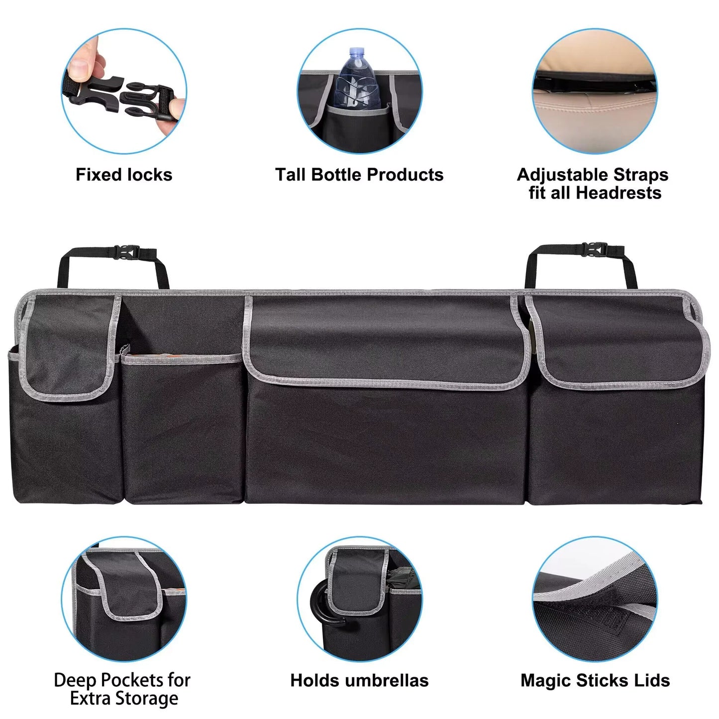 Car Trunk Organizer – High Capacity Backseat Storage Bag