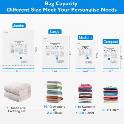 Vacuum Compression Bags with Pump – Save 80% Space