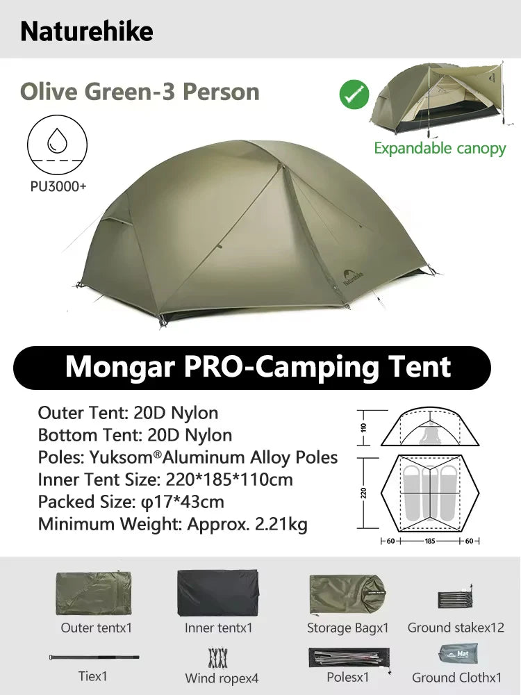 Ultralight Backpacking Tent 2 Person Waterproof Hiking