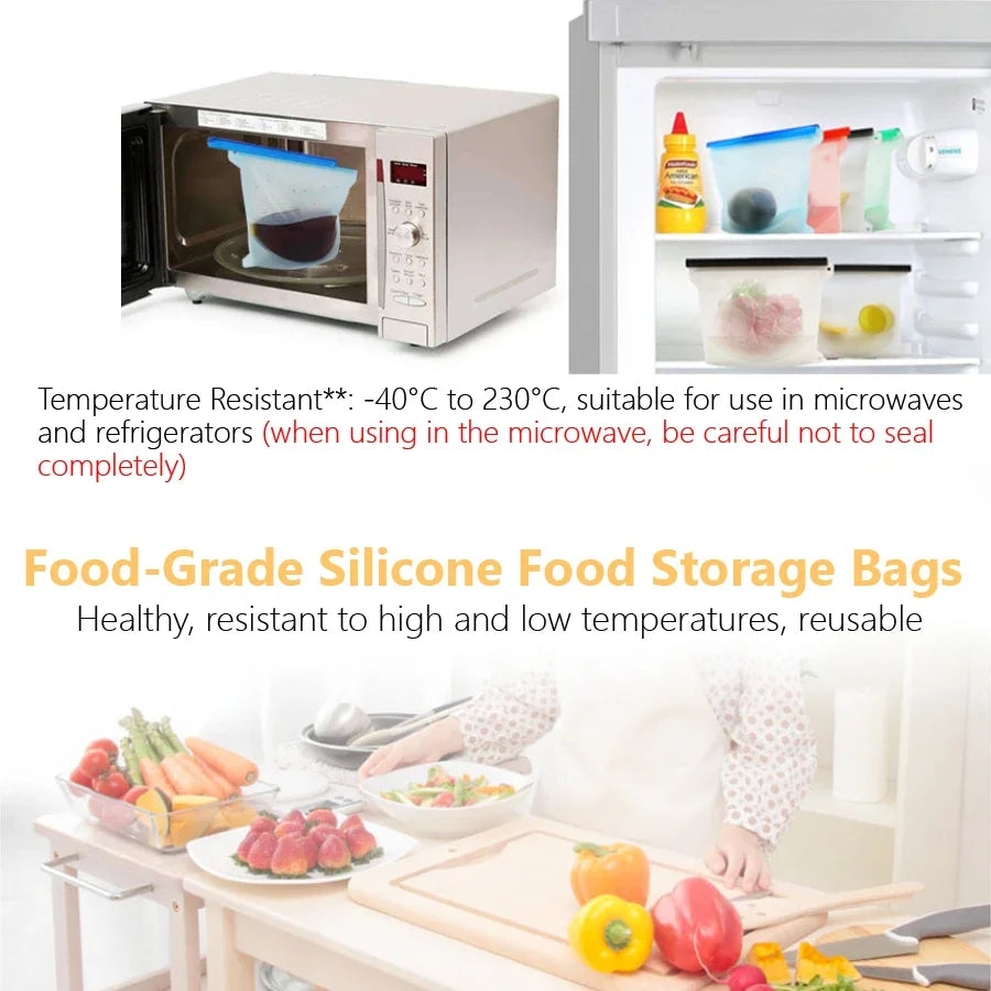 Silicone Food Storage Bag – Reusable Leakproof 1000ml