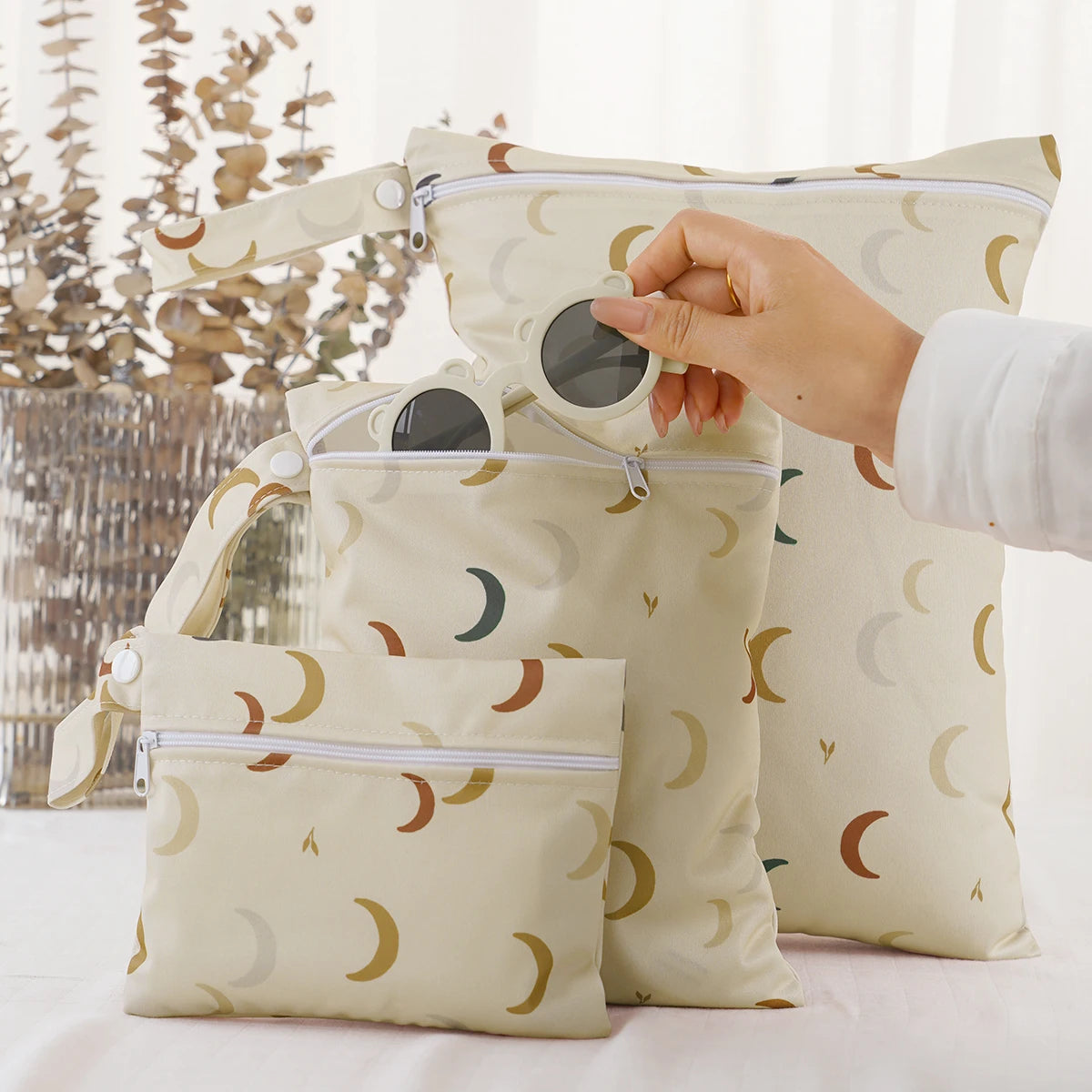 3PCS Waterproof Diaper Bags with Wet/Dry Storage