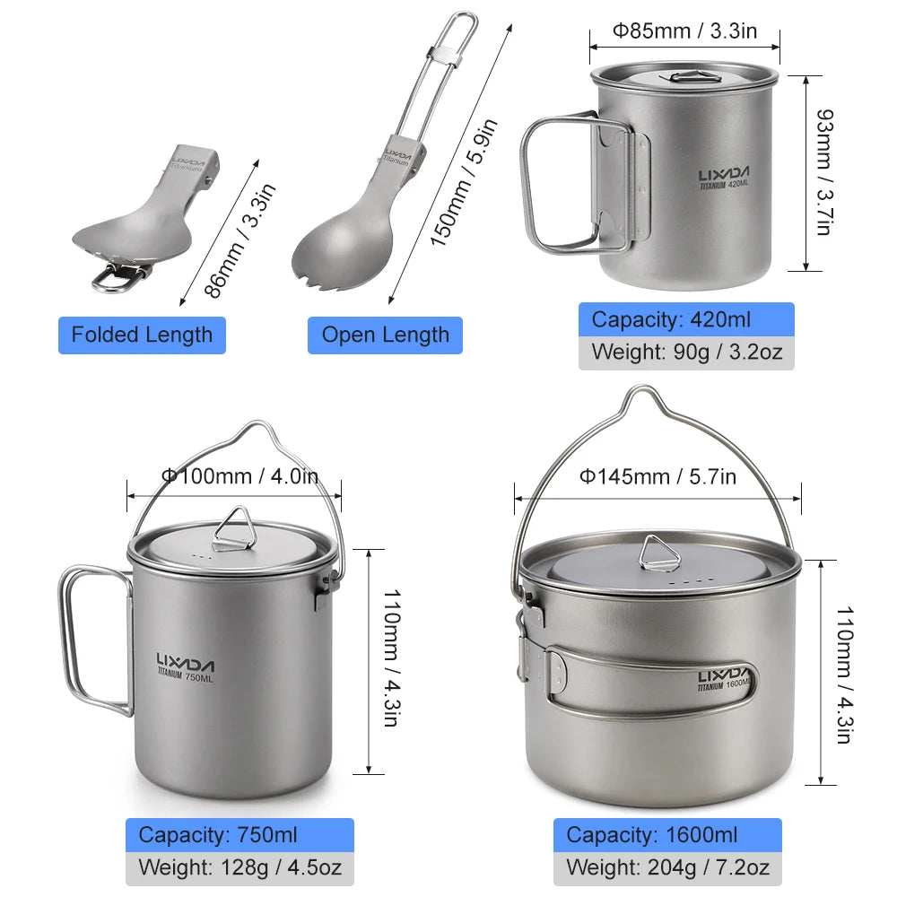 Titanium Camping Cup Pot Ultralight for Hiking & Backpacking