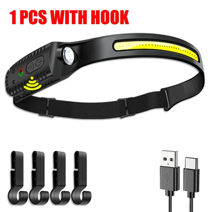 Rechargeable Motion Sensor LED Headlamp for Camping