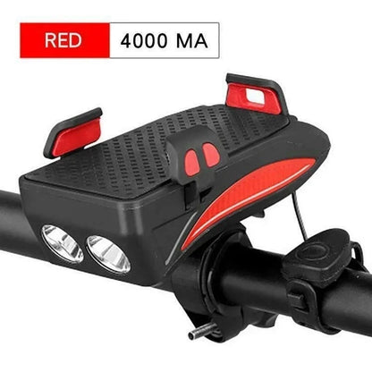 Solar Bike Light with Horn & Phone Holder Safety