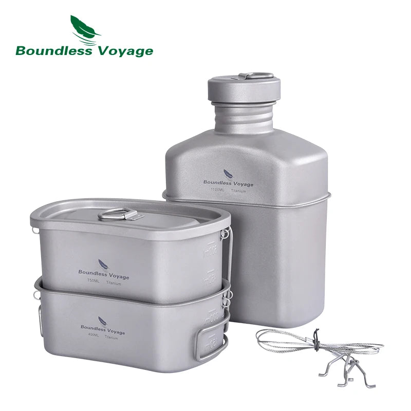 Titanium Canteen Cooking Set – Ultralight Outdoor Cookware