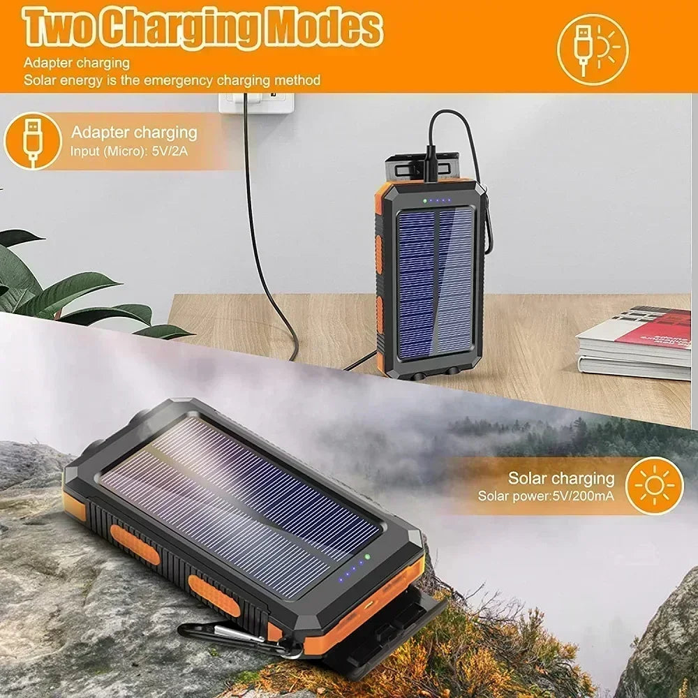 Solar Power Bank 50000mAh with Fast Charging & LED Light