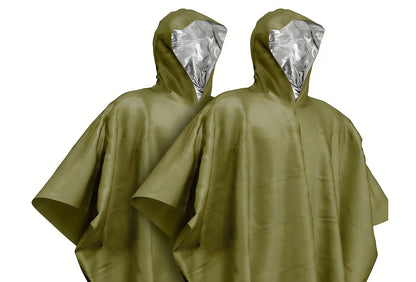 Emergency Rain Poncho with Thermal Heat Protection