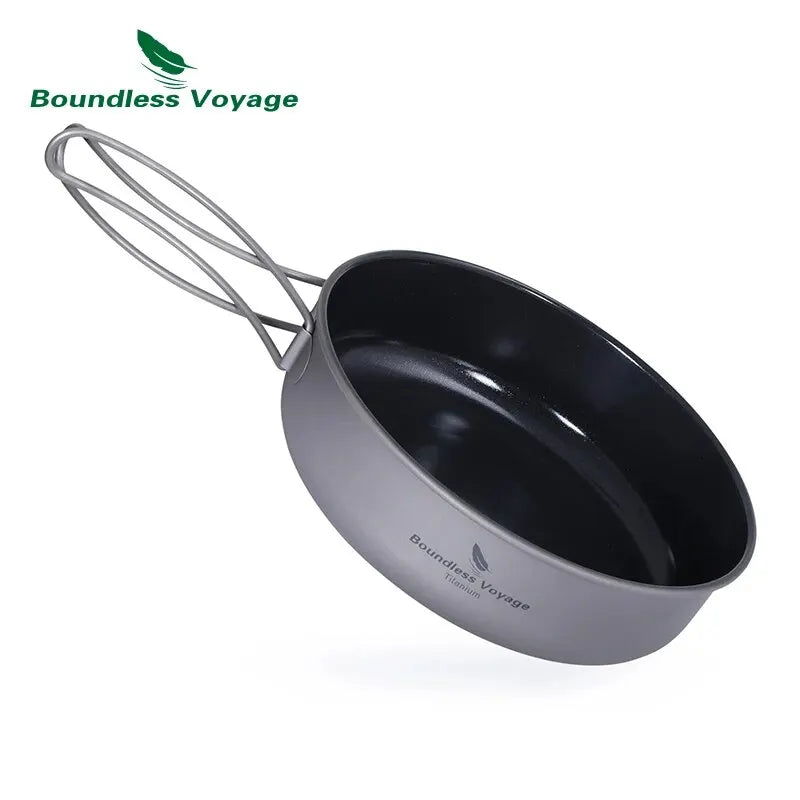 Titanium Non-stick Camping Frying Pan with Folding Handle