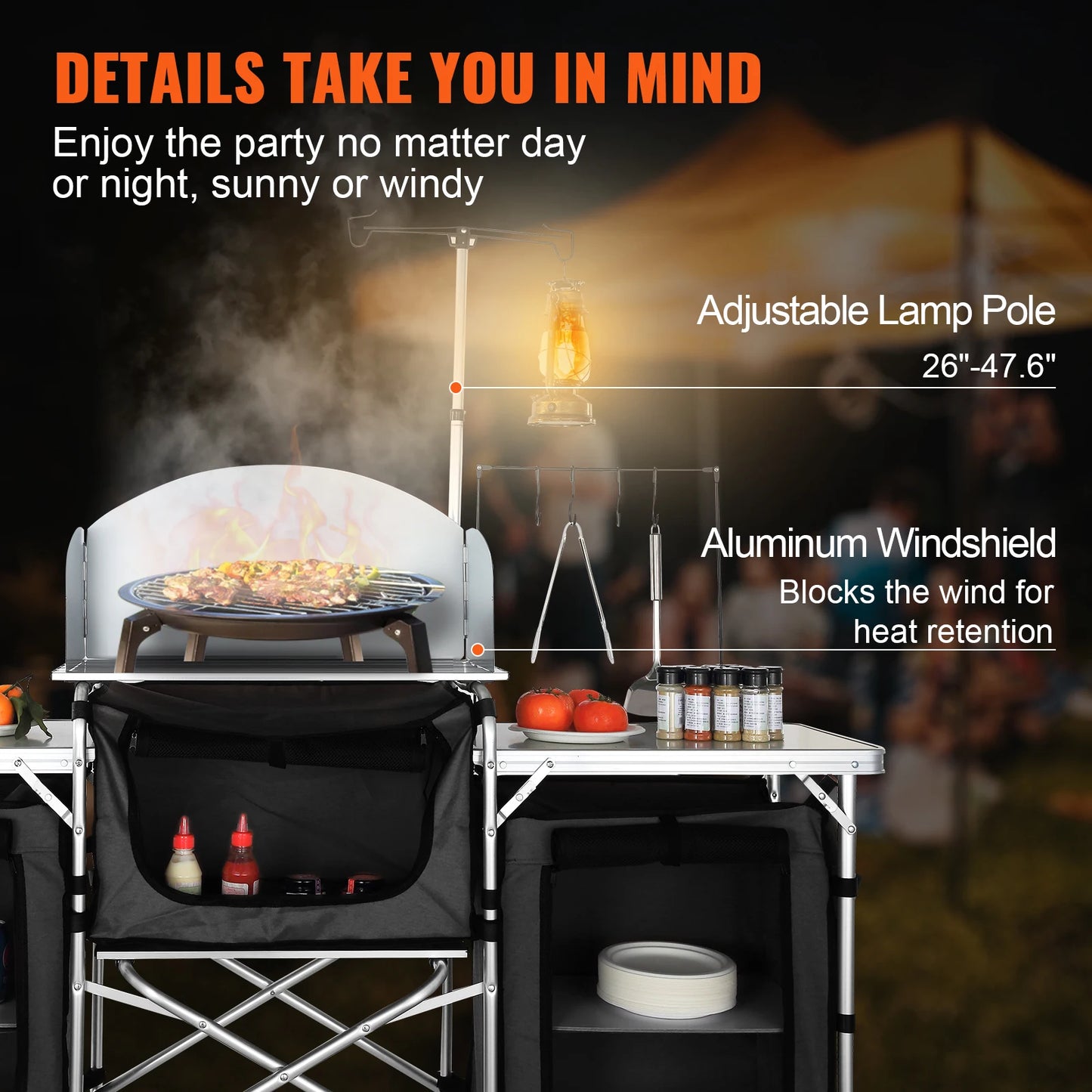 Camping Kitchen Table with Storage for Outdoor Cooking
