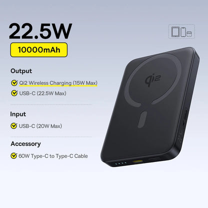 10000mAh Magnetic Power Bank with Fast Wireless Charging