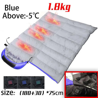 Heated Sleeping Bag USB Warm Winter Camping Comfort
