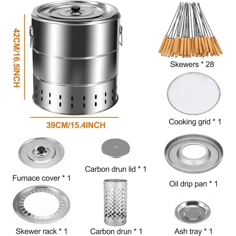 Portable Charcoal Grill Grate – Smokeless Wrap Design