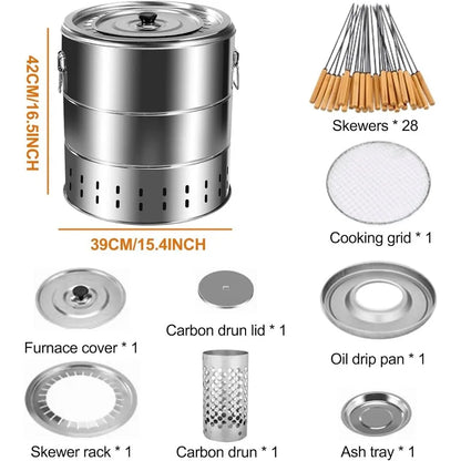 Portable Charcoal Grill Grate – Smokeless Wrap Design