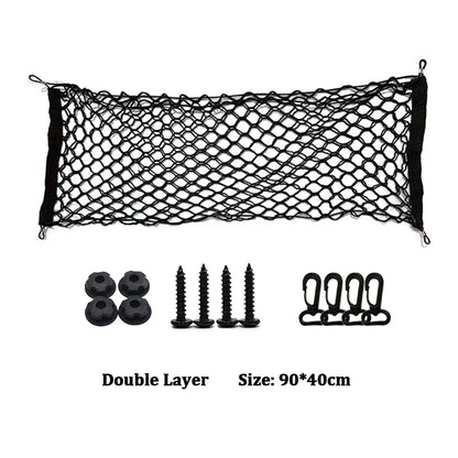Car Rear Trunk Net Organizer – Double Layer Storage