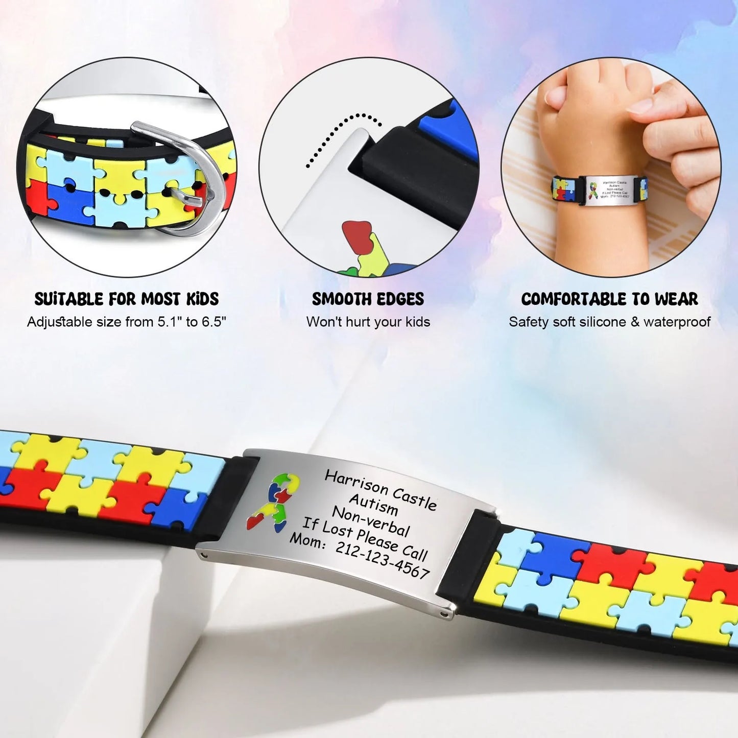 Personalized Autism Medical Alert Bracelet for Kids
