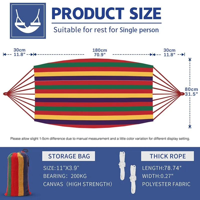Canvas Camping Hammock 200kg Heavy Duty Comfort