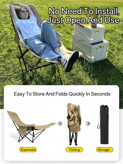 Portable Folding Chair with Recliner & Leg Rest Comfort