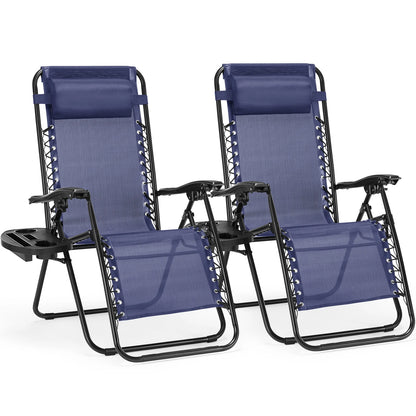 Zero Gravity Reclining Camping Chair Set with Cup Holders