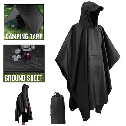 3-in-1 Waterproof Rain Poncho for Hiking & Travel