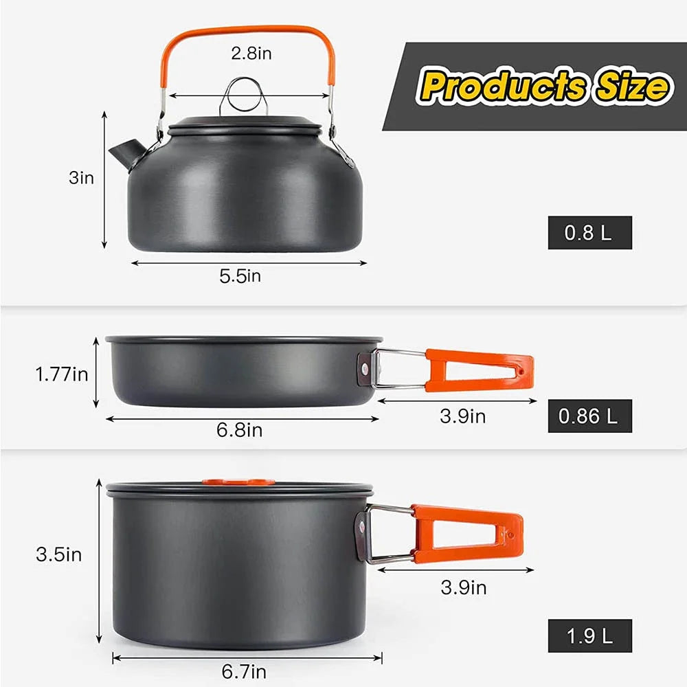 Camping Cookware Set for 2–3 People Lightweight Cooking