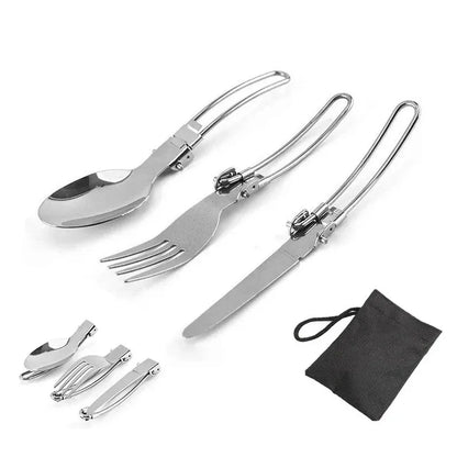 Camping Cutlery Set Foldable Stainless Steel Utensils