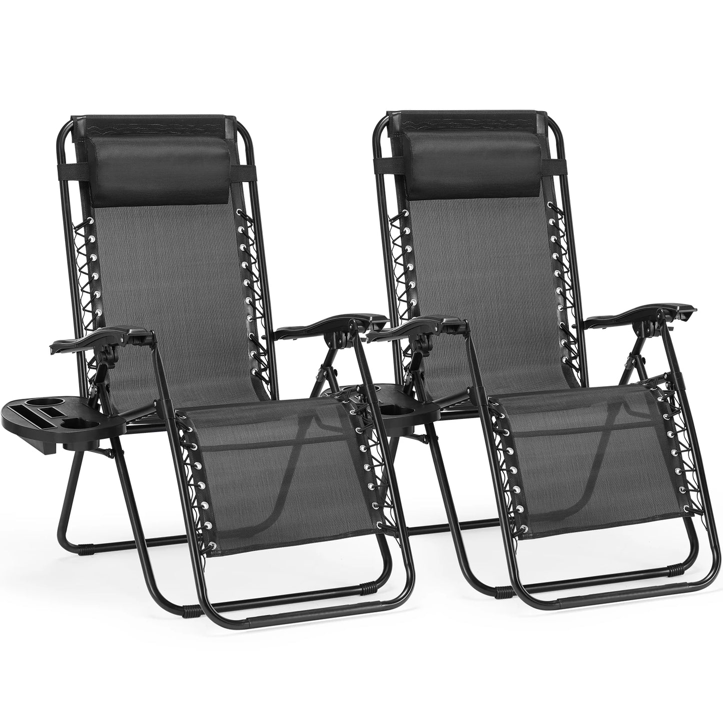 Zero Gravity Reclining Camping Chair Set with Cup Holders