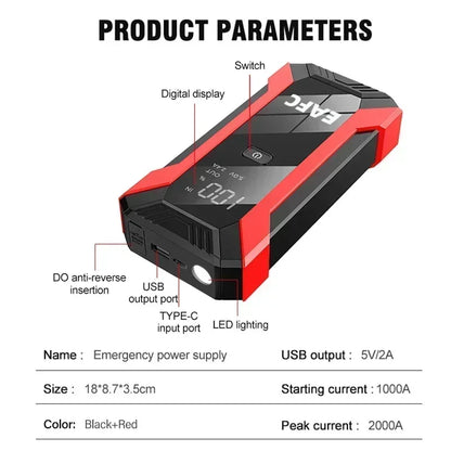 Car Jump Starter Power Bank Emergency Engine Start
