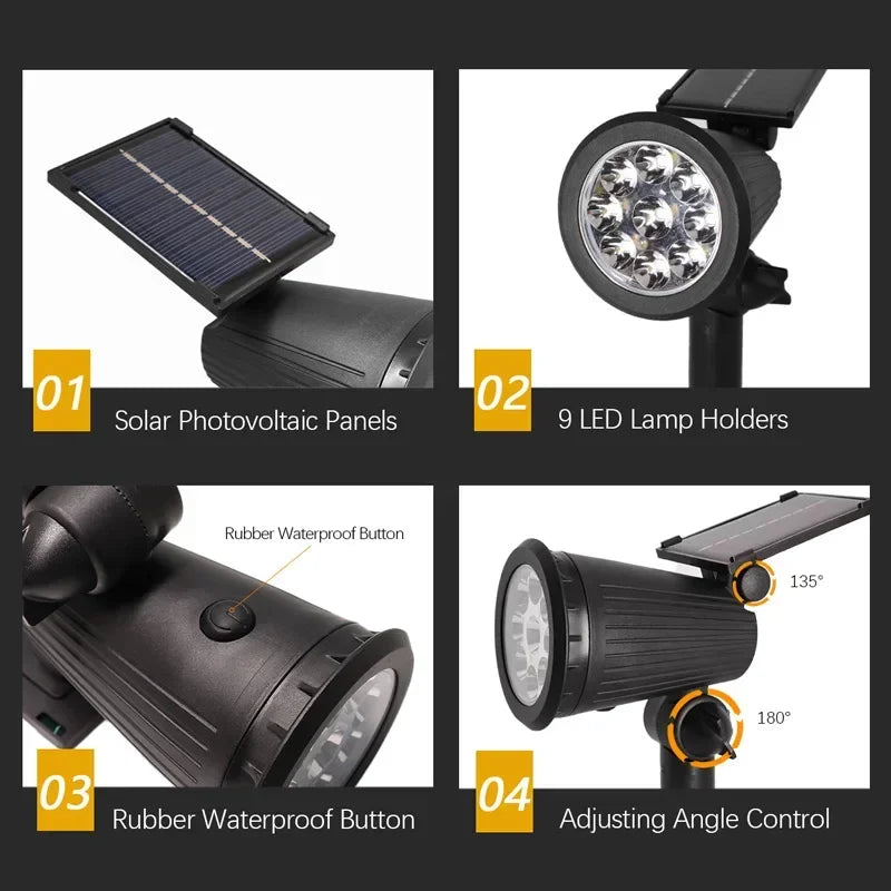 Solar LED Spotlight for Garden Bright Waterproof Lighting