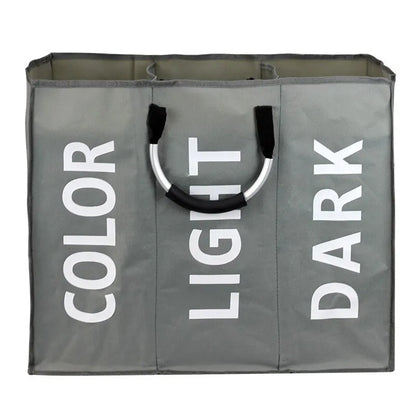 Foldable Laundry Basket 3 Compartments Easy Sorting
