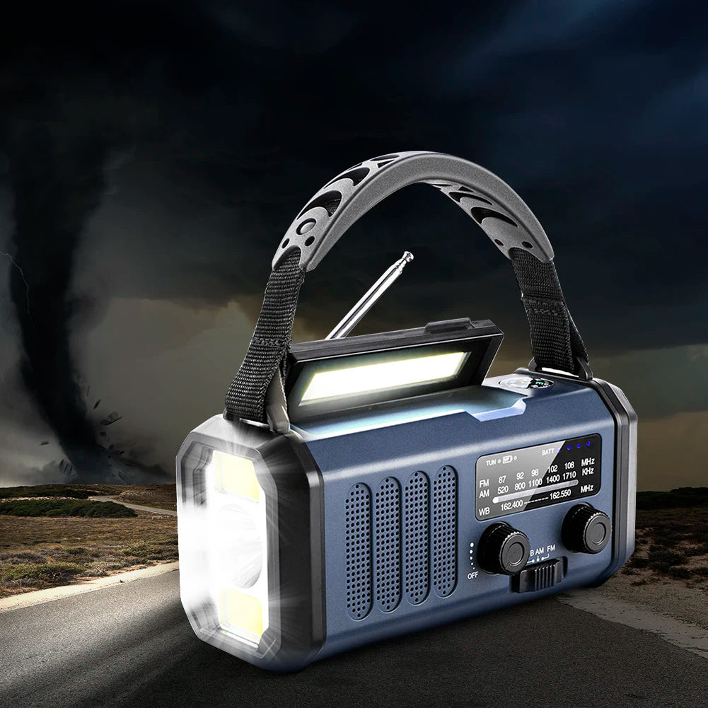 Emergency Radio with Solar & Hand Crank – 10000mAh Power Bank