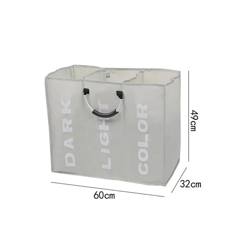 Foldable Laundry Basket 3 Compartments Easy Sorting