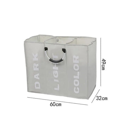 Foldable Laundry Basket 3 Compartments Easy Sorting