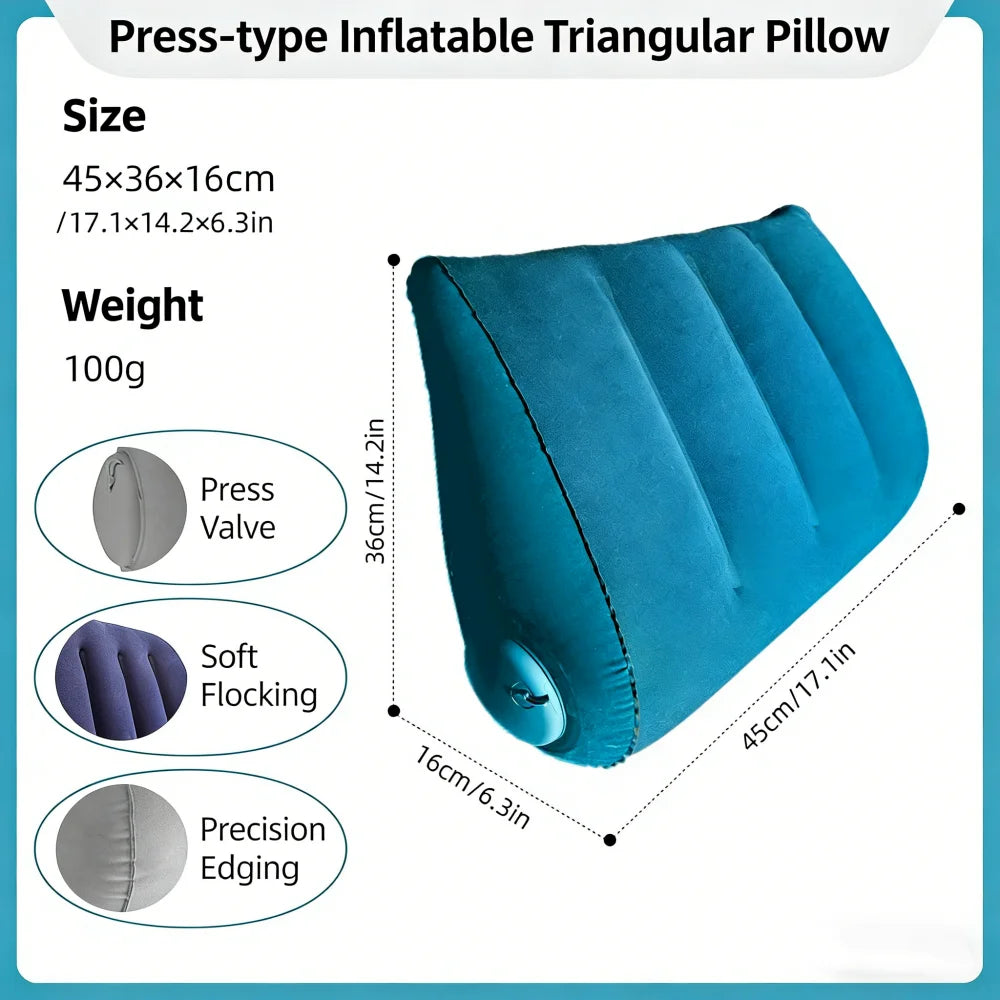 Triangular Inflatable Travel Pillow for Neck & Lumbar Support