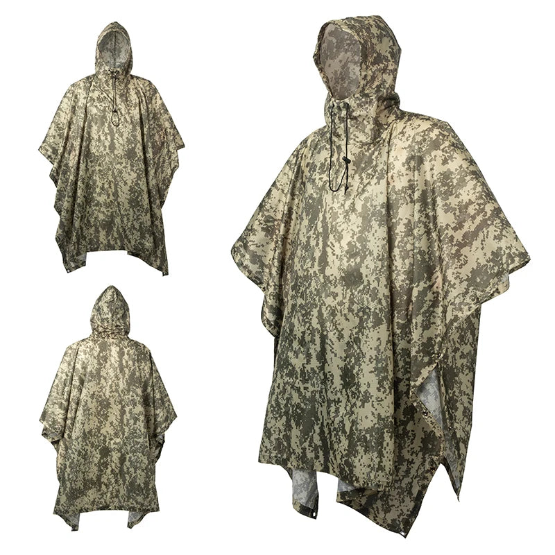 Military Rain Poncho Waterproof Shelter & Backpack Cover