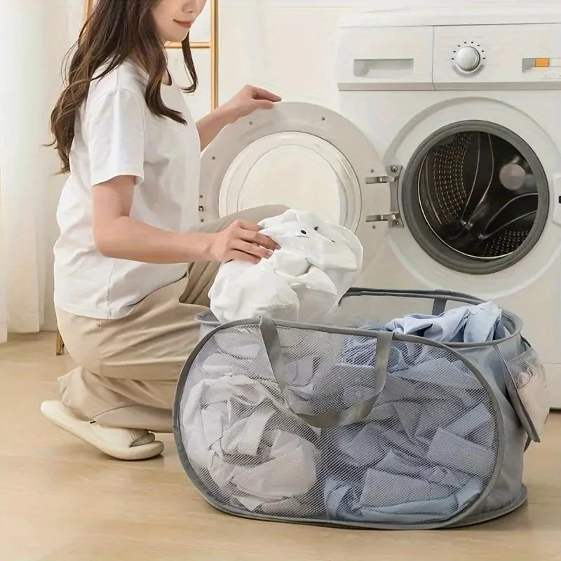 Foldable Mesh Laundry Hamper with Handles, Extra-Large