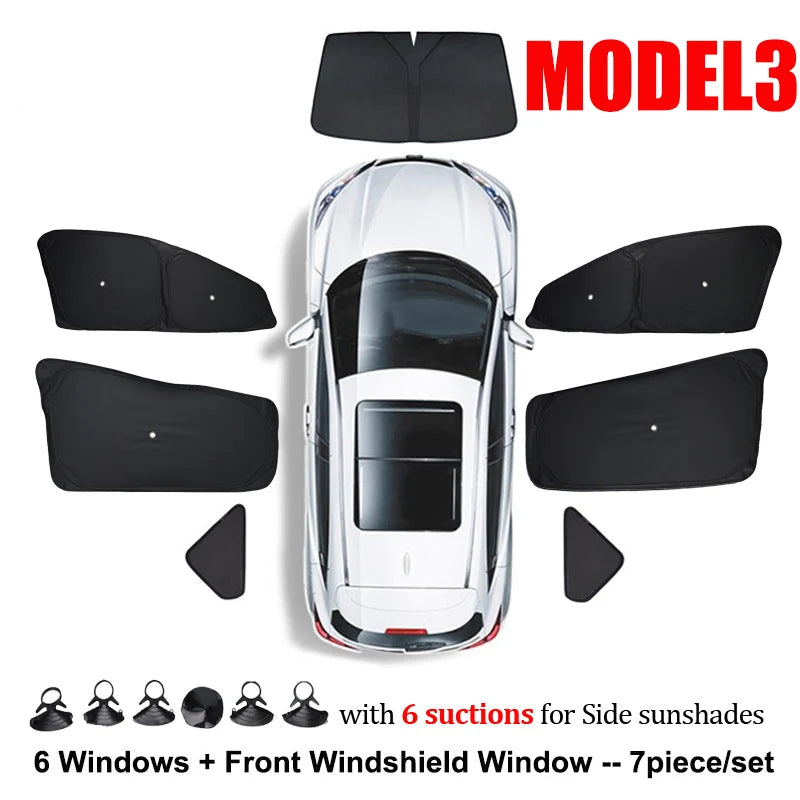 Tesla Model 3 & Y Sunshade – UV Protection & Privacy