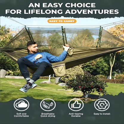 Double Camping Hammock with Mosquito Net Comfort