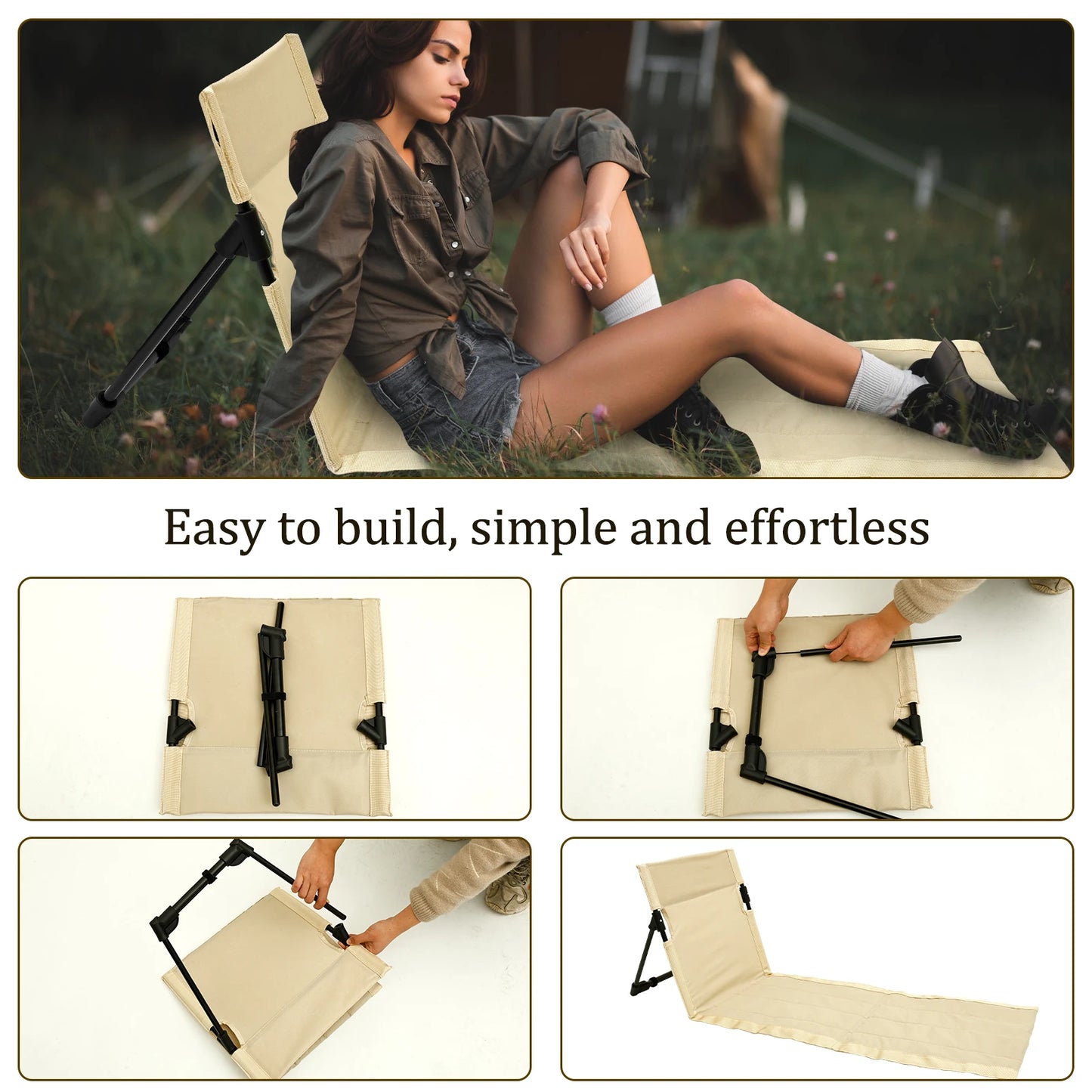 Foldable Camping Floor Chair for Portable Comfort