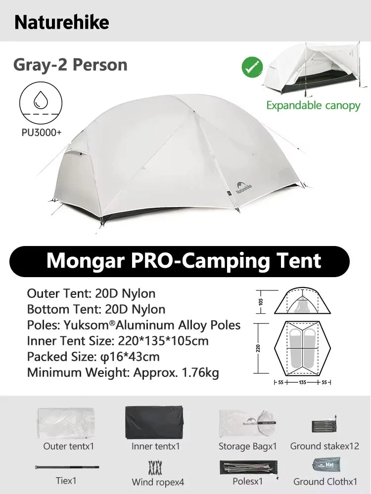 Ultralight Backpacking Tent 2 Person Waterproof Hiking