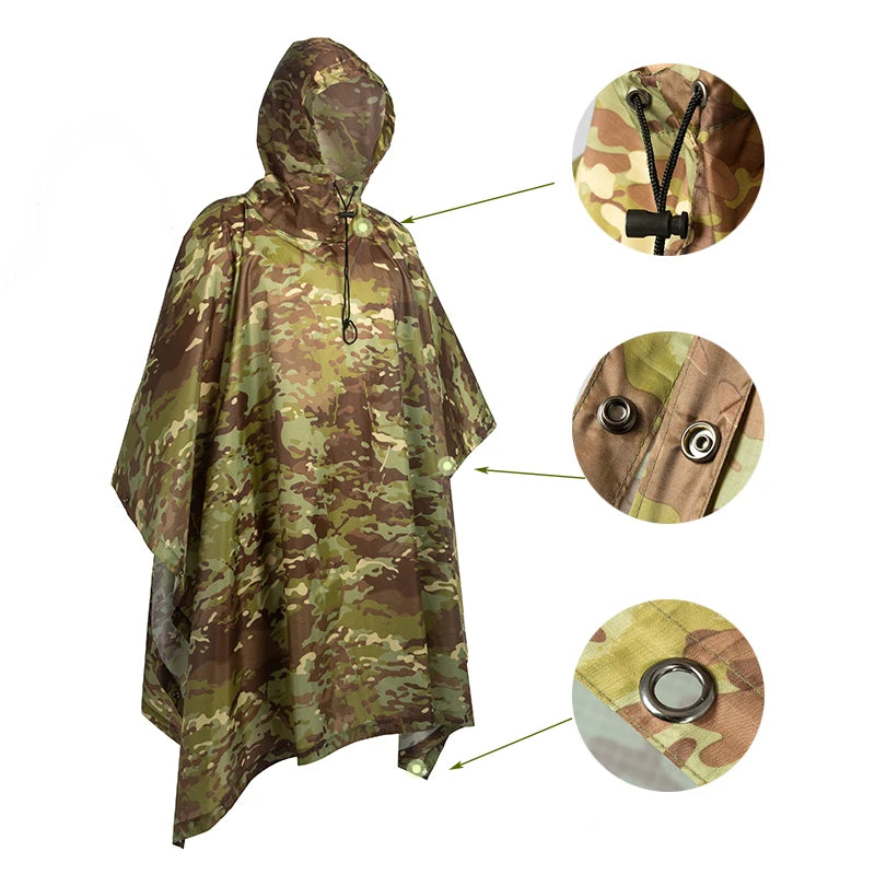 Military Rain Poncho – Waterproof Full-Body Protection
