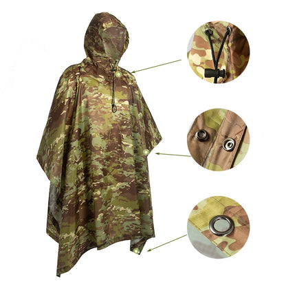 Military Rain Poncho Waterproof Shelter & Backpack Cover