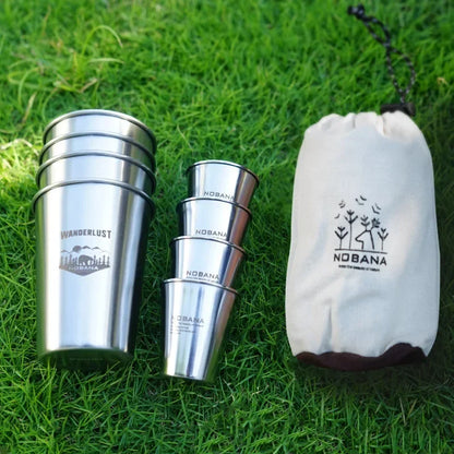 Outdoor Stainless Steel Camping Cup Set – 4/6/8PCS Portable