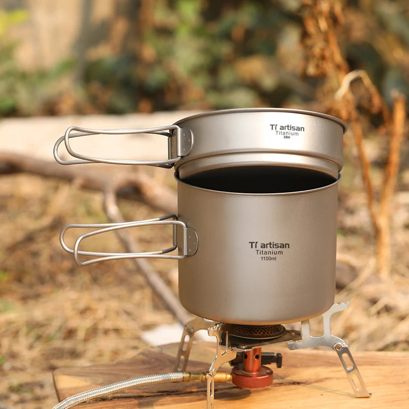 Titanium Camping Cookware Set for Ultralight Outdoor Cooking
