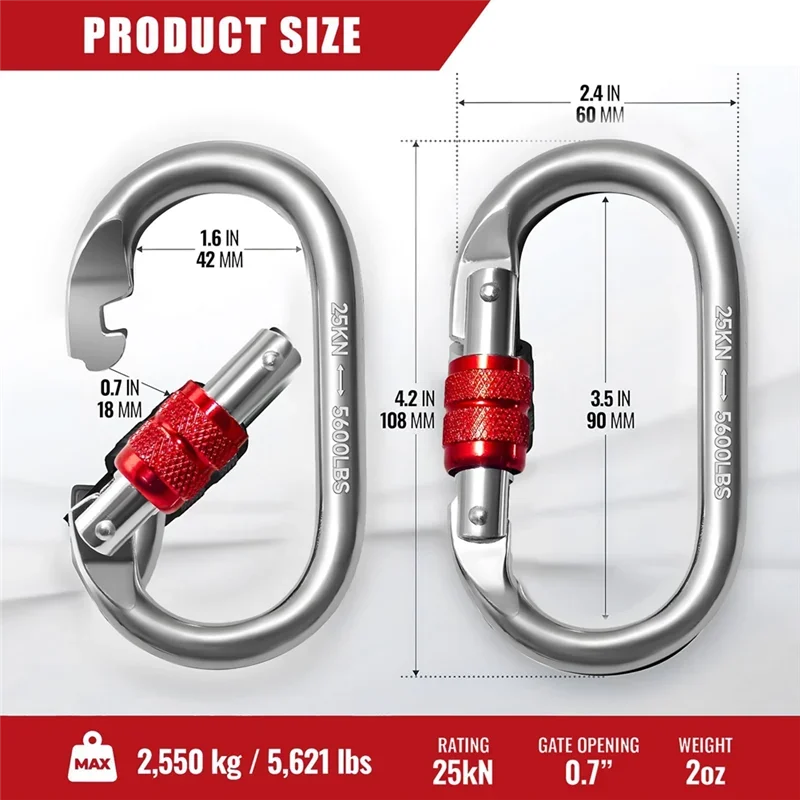 Heavy Duty Carabiner 25kN – Secure Outdoor Clip