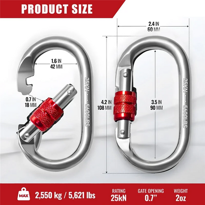 Heavy Duty Carabiner 25kN – Secure Outdoor Clip