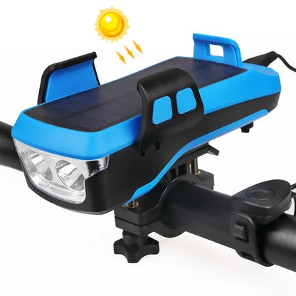 Solar Bike Light with Horn & Phone Holder Safety
