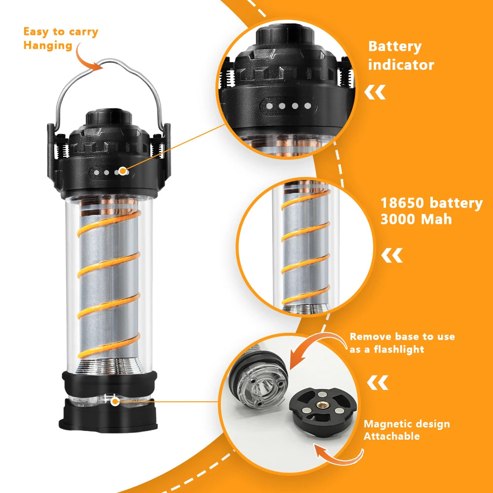 Camping Lantern with Tripod USB Rechargeable Bright Light